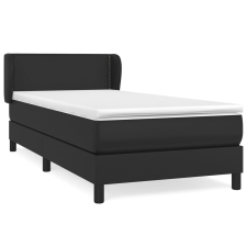 vidaXL fekete műbőr rugós ágy matraccal 80 x 200 cm (3127217) ágy és ágykellék