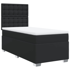 vidaXL fekete műbőr rugós ágy matraccal 80 x 200 cm (3290696) ágy és ágykellék