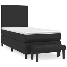 vidaXL fekete műbőr rugós ágy matraccal 90 x 200 cm (3137521) ágy és ágykellék