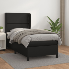 vidaXL fekete műbőr rugós ágy matraccal 90x190 cm ágy és ágykellék