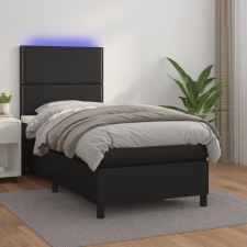 vidaXL fekete műbőr rugós ágy matraccal és LED-del 100x200 cm ágy és ágykellék