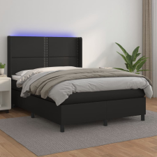 vidaXL fekete műbőr rugós ágy matraccal és LED-del 140 x 190 cm ágy és ágykellék
