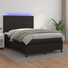 vidaXL fekete műbőr rugós ágy matraccal és LED-del 140x200 cm ágy és ágykellék