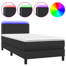 vidaXL fekete műbőr rugós ágy matraccal és LED-del 80 x 200 cm (3134129) ágy és ágykellék