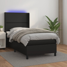 vidaXL fekete műbőr rugós ágy matraccal és LED-del 90x190 cm ágy és ágykellék