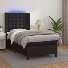 vidaXL fekete műbőr rugós ágy matraccal és LED-del 90x200 cm ágy és ágykellék