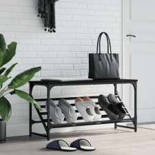 vidaXL fekete műfa cipőtartó 90x30x45 cm bútor