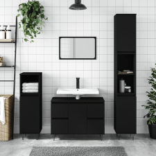 vidaXL fekete műfa mosdószekrény 80 x 33 x 60 cm fürdőszoba bútor