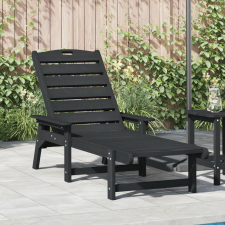 vidaXL Fekete Napozóágy 53x162x98.5 cm HDPE kerti bútor