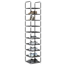 vidaXL fekete nem szőtt szövetből cipőállvány 10 szintes 33x33x174 cm bútor