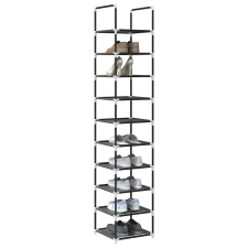 vidaXL fekete nem szőtt szövetből cipőállvány 10 szintes 33x33x174 cm bútor