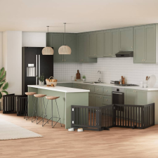 vidaXL fekete nyárfa 12 paneles összecsukható kutyakapu ajtóval 960 cm szállítóbox, fekhely kutyáknak