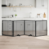 vidaXL fekete nyárfa 4 paneles összecsukható kutyakapu ajtóval 320 cm