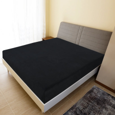 vidaXL fekete pamutdzsörzé gumis lepedő 160x200 cm lakástextília