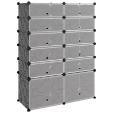 vidaXL fekete polipropilén cipőtartó 94 x 37 x 125 cm (340565) bútor