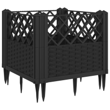 vidaXL fekete polipropilén kerti virágláda cövekekkel 43,5x43,5x43,5cm kerti tárolás