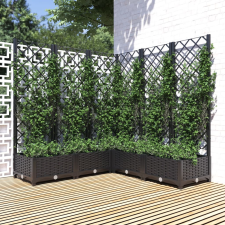 vidaXL fekete polipropilén rácsos kerti ültetőláda 120 x 120 x 121,5cm kerti tárolás