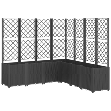 vidaXL fekete polipropilén rácsos kerti ültetőláda 160 x 160 x 140 cm (367883) kerti tárolás