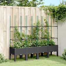 vidaXL Fekete polipropilén rácsos kerti ültetőláda 160 x 40 x 142,5 cm kerti tárolás
