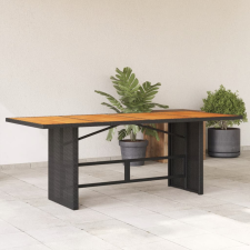 vidaXL Fekete polyrattan akácfa lapos kerti asztal 190 x 80 x 74 cm kerti bútor