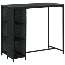 vidaXL fekete polyrattan bárasztal tárolópolccal 120 x 60 x 110 cm bútor