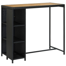 vidaXL fekete polyrattan bárasztal tárolópolccal 120 x 60 x 110 cm bútor