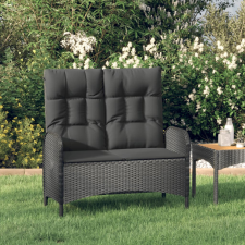 vidaXL fekete polyrattan dönthető kerti pad párnákkal 107 cm kerti bútor