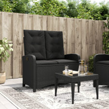 vidaXL fekete polyrattan dönthető kerti pad párnával kerti bútor