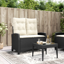 vidaXL fekete polyrattan dönthető kerti pad párnával kerti bútor