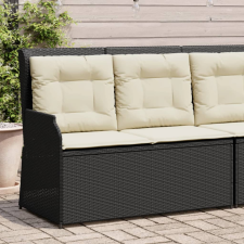 vidaXL fekete polyrattan dönthető kerti pad párnával kerti bútor