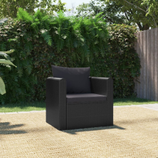 vidaXL fekete polyrattan egyszemélyes kanapé párnákkal kerti bútor