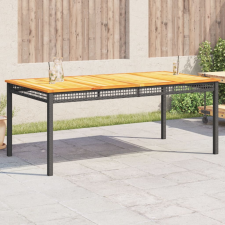 vidaXL fekete polyrattan és akácfa kerti asztal 180 x 90 x 75 cm kerti bútor
