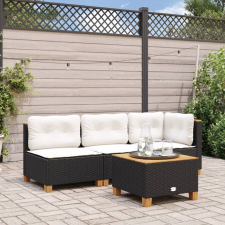 vidaXL fekete polyrattan és akácfa kerti asztal 55 x 55 x 36 cm kerti bútor