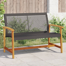 vidaXL fekete polyrattan és akácfa kerti pad 112 cm kerti bútor