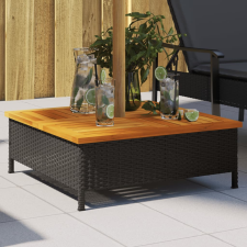 vidaXL fekete polyrattan és akácfa napernyőtalp-burkolat 70x70x25 cm kerti bútor