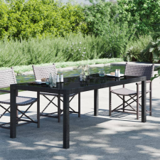 vidaXL fekete polyrattan és edzett üveg kerti asztal 190 x 90 x 75 cm kerti bútor