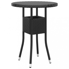 vidaXL fekete polyrattan és edzett üveg kerti asztal Ø60 x 75 cm kerti bútor