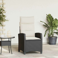vidaXL fekete polyrattan fekvő kerti szék oldalsó asztallal kerti bútor