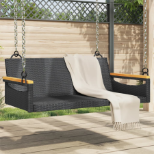 vidaXL fekete polyrattan hintapad 109 x 62 x 40 cm hintaágy