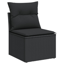 vidaXL fekete polyrattan karfa nélküli kerti kanapé párnával (365961) kerti bútor