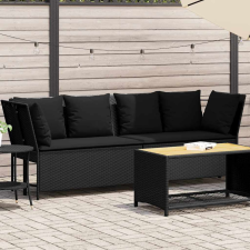vidaXL fekete polyrattan kerti kanapé párnákkal kerti bútor