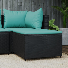 vidaXL fekete polyrattan kerti lábtartó párnával kerti bútor