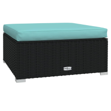 vidaXL fekete polyrattan kerti lábtartó párnával 70 x 70 x 30 cm (317536) kerti bútor