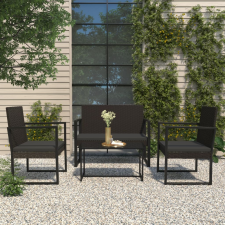 vidaXL fekete polyrattan kerti pad párnákkal 106 cm kerti bútor