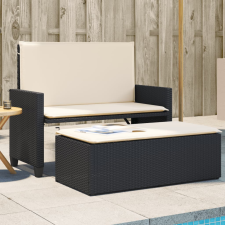 vidaXL fekete polyrattan kerti pad párnákkal és lábtartóval kerti bútor