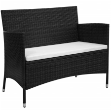 vidaXL fekete polyrattan kerti pad párnával kerti bútor