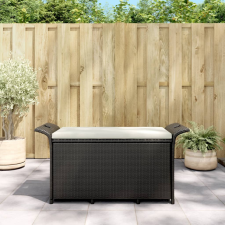 vidaXL fekete polyrattan kerti pad párnával 116 x 46 x 57 cm kerti bútor