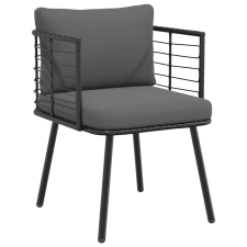vidaXL fekete polyrattan kerti szék párnákkal kerti bútor