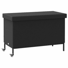 vidaXL fekete polyrattan kerti tárolóláda kerekekkel 110x55x73 cm kerti tárolás