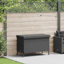 vidaXL fekete polyrattan kerti tárolóláda kerekekkel 110x55x73 cm (4103826) kerti tárolás